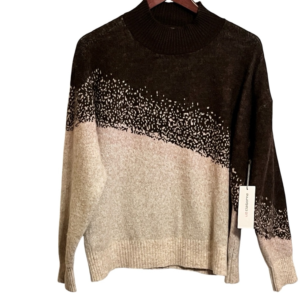 Liz Claiborne Colorblock Mock Neck Sweater Women’s Large